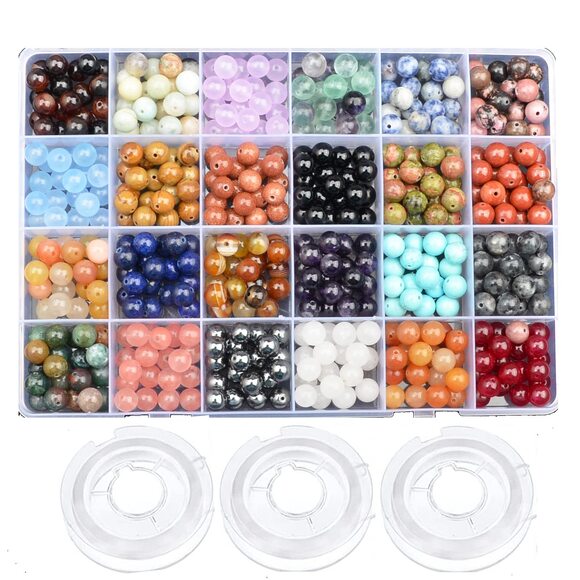 Jewelry - 1996 6mm Natural Mixed Materials Gemstones Beads Tiny Spacer Round Loose